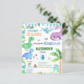 BUDGET Baby Dino Dinosaur Oerwoud Blauw Verjaardag (Staand voorkant)