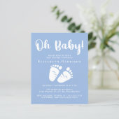 Budget Baby Feet Boy Blue Shower-uitnodiging (Staand voorkant)