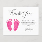 Budget Baby Feet Roze Baby Shower Bedanktkaart (Voorkant)