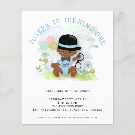 Budget Baby First Birthday Party Invitation (Voorkant)