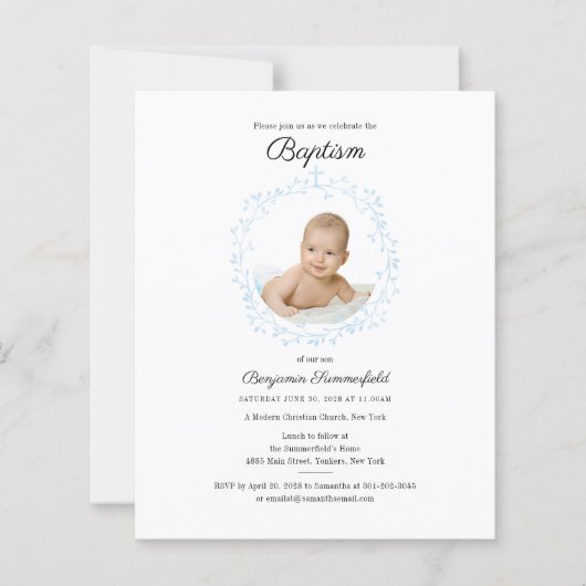 Budget Baby Foto Baptism Religious Event Invite (Voorkant)