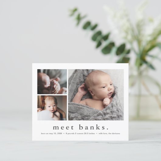 Budget Baby Foto Collage Birth Announance (Staand voorkant)