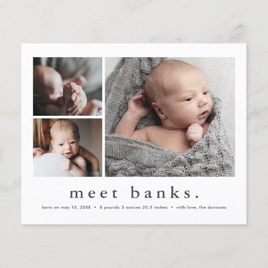 Budget Baby Foto Collage Birth Announance (Voorkant)