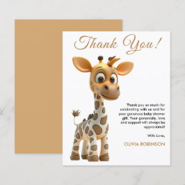 Budget Baby Giraffe Baby shower Dank u kaart