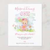 Budget Baby Girl 1e verjaardag Uitnodiging (Voorkant)