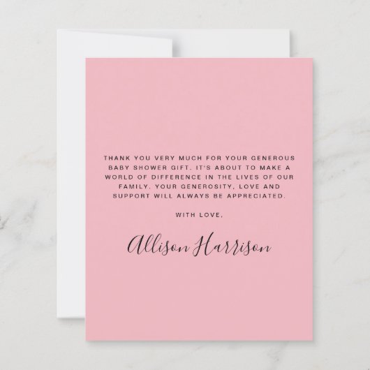 Budget Baby Girl Feet Pink Shower Bedankt voor je  (Achterkant)