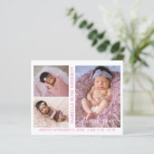 Budget Baby Girl Foto Collage Birth kondiging (Staand voorkant)