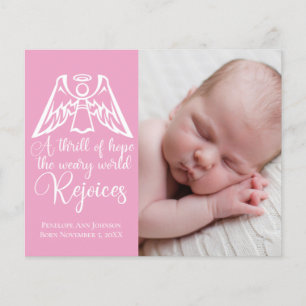Budget Baby Girl Foto Pink Angel - kerstkaart