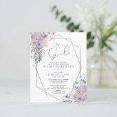 Budget Baby Girl Shower Paarse Floral Invite (Staand voorkant)