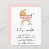 Budget Baby Girl Sprinkle Pink Carriage Invite (Voorkant / Achterkant)