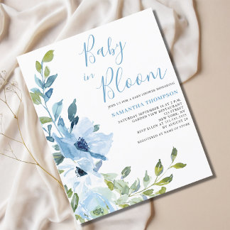 Budget Baby In Bloom Blauw Bloemstuk Uitnodiging v