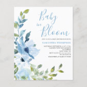 Budget Baby in Bloom Blue Floral Shower Uitnodigin (Voorkant)
