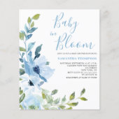 Budget Baby in Bloom Blue Floral Shower Uitnodigin Flyer (Voorkant)