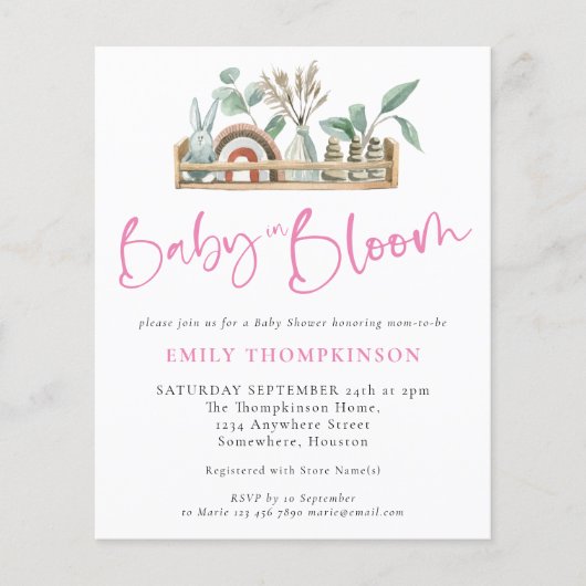 Budget Baby in Bloom Boho Baby roze douche (Voorkant)