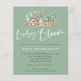 Budget Baby in Bloom Boho Sage Baby shower Uitnodi
