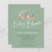 Budget Baby in Bloom Boho Sage Baby shower Uitnodi (Voorkant / Achterkant)