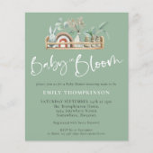 Budget Baby in Bloom Boho Sage Baby shower Uitnodi (Voorkant)