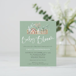 Budget Baby in Bloom Boho Sage Baby shower Uitnodi