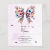 Budget Baby in Bloom Bow Girl Baby shower Uitnodig (Voorkant)