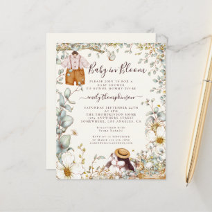 Budget Baby in Bloom Boy Shower Cream Invite