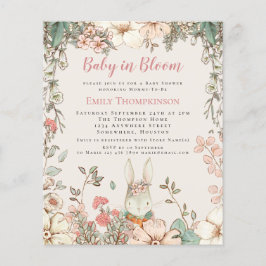 Budget Baby in Bloom Bunny Girl Baby shower Invite