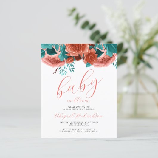 Budget Baby in Bloom Coral Blauwgroen Floral Baby (Staand voorkant)