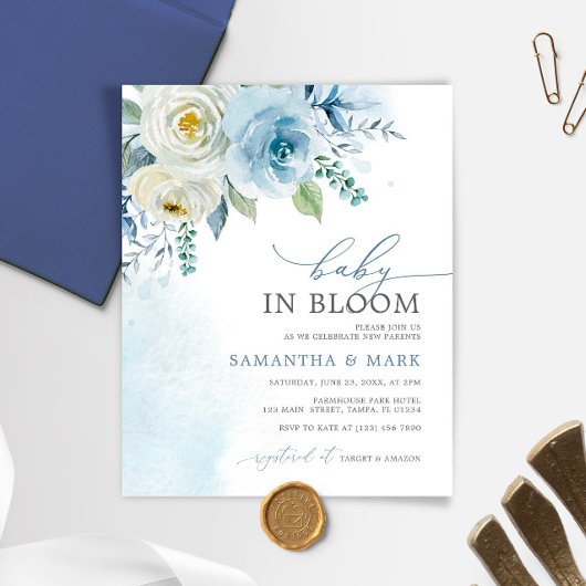 BUDGET Baby in Bloom Dusty Baby shower Invitation