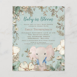 Budget Baby in Bloom Elephant Baby shower nodigt u