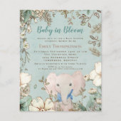Budget Baby in Bloom Elephant Baby shower nodigt u (Voorkant)