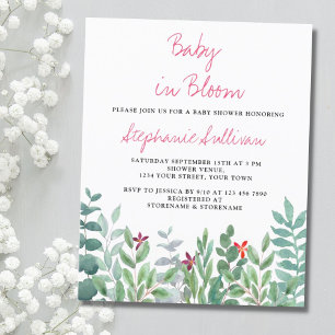 Budget Baby in Bloom Eucalyptus Baby shower Uitnod