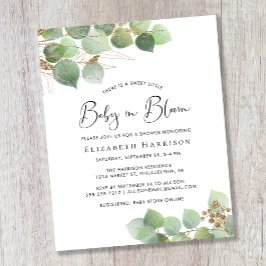 Budget Baby in Bloom Eucalyptus Shower Invitation