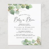 Budget Baby in Bloom Eucalyptus Shower Invitation (Voorkant)