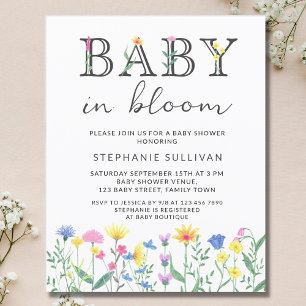 Budget Baby in Bloom Floral Baby shower Uitnodigen