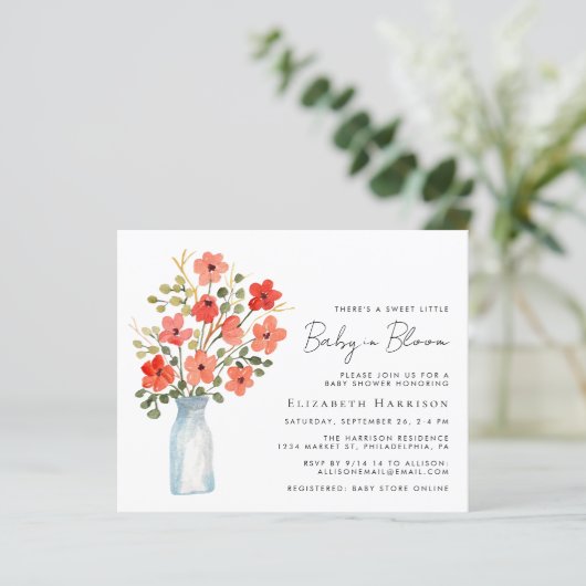 Budget Baby in Bloom Floral Shower Invitation (Staand voorkant)