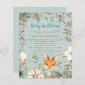 Budget Baby in Bloom Fox Boy Baby shower nodigt ui (Voorkant / Achterkant)