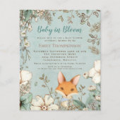 Budget Baby in Bloom Fox Boy Baby shower nodigt ui (Voorkant)