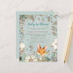 Budget Baby in Bloom Fox Boy Baby shower nodigt ui