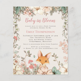 Budget Baby in Bloom Fox Girl Baby shower nodigt u