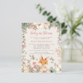 Budget Baby in Bloom Fox Girl Baby shower nodigt u (Staand voorkant)