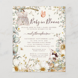 Budget Baby in Bloom Girl Shower Cream Invite