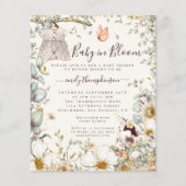 Budget Baby in Bloom Girl Shower Cream Invite (Voorkant)