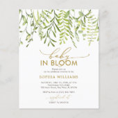 Budget Baby in Bloom Green Baby shower Invitation (Voorkant)