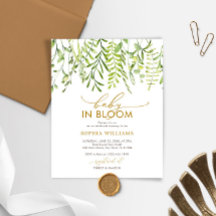 Budget Baby in Bloom Green Baby shower Invitation