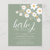 Budget Baby in Bloom Groen Baby shower Uitnodigen (Voorkant)
