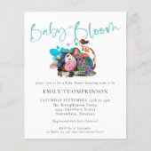 Budget Baby in Bloom Koe Aslaap Baby shower nodigt (Voorkant)