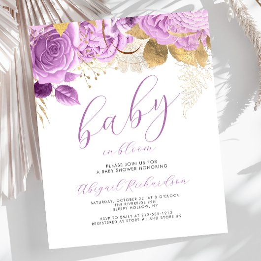 Budget Baby in Bloom Lila Bloemen Baby shower