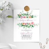 Budget Baby in Bloom Paarse Roos Shower Invitation
