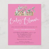 Budget Baby in Bloom Pink Boho Baby shower Uitnodi (Voorkant)