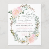 Budget Baby in Bloom Pink Floral Girl Baby shower (Voorkant)