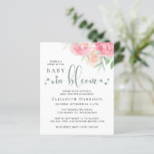 Budget Baby in Bloom Pink Floral Shower Uitnodigin (Staand voorkant)
